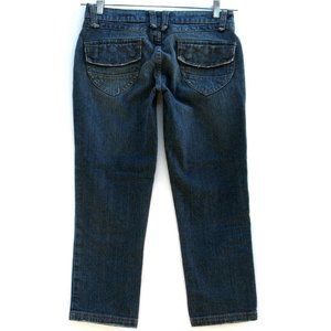 Mossimo Denim Cropped 28 x 23 Flap Snap Pockets Stretch Low Rise Sz 3 (tag)